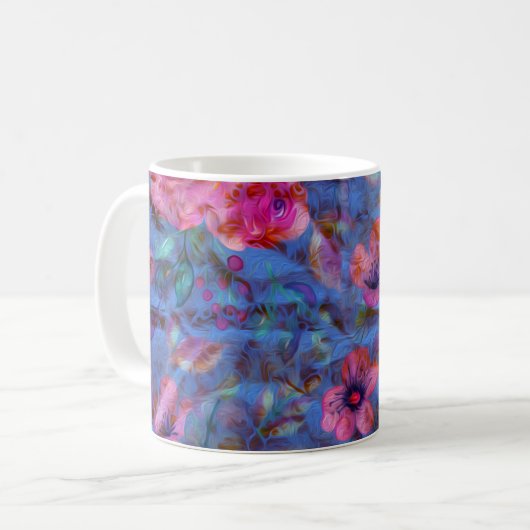 Elegantes Muster der Violett-Rose Kaffeetasse (Vorderseite Links)