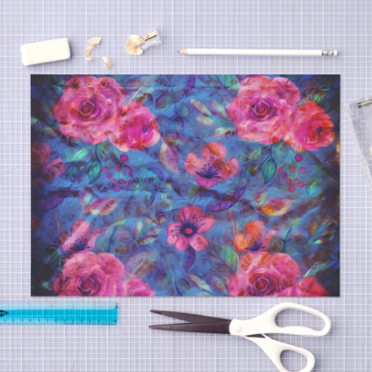 Elegantes Muster der Violett-Rose Seidenpapier (Handwerk)