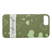 Elegantes Muster eines modernen grünen Herzens Case-Mate iPhone Hülle (Rückseite (Horizontal))