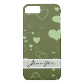 Elegantes Muster eines modernen grünen Herzens Case-Mate iPhone Hülle (Rückseite)