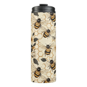 Elegantes Muster für Bienen und Honeycomb Thermosbecher