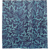 Elegantes Muster für botanisches Blaues Blätter | Duschvorhang (Vorderseite)