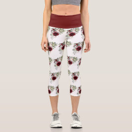 Elegantes Muster für die Blume des Burgundy Blush Capri Leggings