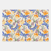Elegantes Muster für Dragonfly und Crocus Geschenkpapier Set (Vorderseite)