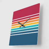 Elegantes Muster für farbenfrohe Streifen  Quadratische Wanduhr (Winkel)