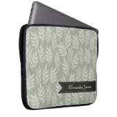 Elegantes Muster für grüne Blätter mit Namen Laptopschutzhülle (Vorne Rechts)