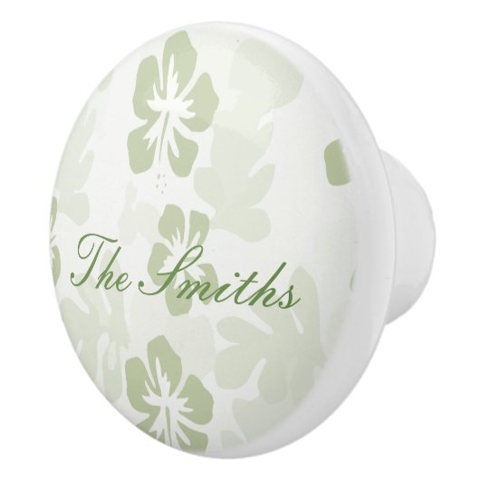 Elegantes Muster für Hibisken der Mute-Szene Keramikknauf (Rechts)