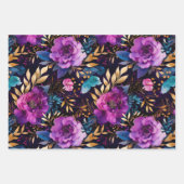 Elegantes Muster für Lila und Aquamarine Blume Geschenkpapier Set (Vorderseite)