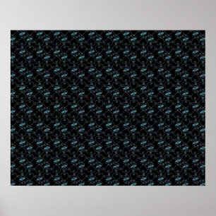 Elegantes Muster für moderne blaue Herzen und Keys Poster