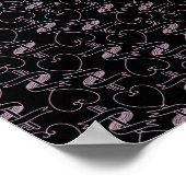 Elegantes Muster für moderne rosa Herzen und Keys  Poster (Ecke)