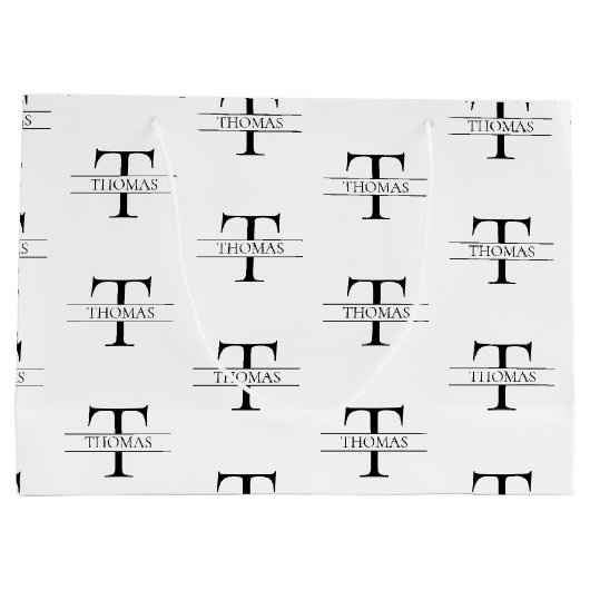 Elegantes Muster für Personalisierte Monogramm-Ind Große Geschenktüte (Rückseite)