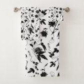 Elegantes Muster für Schwarz-weiße Passion-Blume Badhandtuch Set (Insitu)