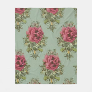 Elegantes Muster für Viktorianische Rote Rose Fleecedecke