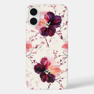 Elegantes Muster für Wasserfarben, Blumen und Zwei iPhone 16 Plus Hülle