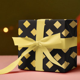 Elegantes Muster Geometric Black & Gold Geschenkpapier