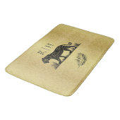 Elegantes Muster Gold Black Monogram Badematte (Schrägansicht)