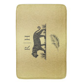 Elegantes Muster Gold Black Monogram Badematte (Vorderseite Vertikal)