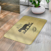 Elegantes Muster Gold Black Monogram Badematte