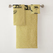 Elegantes Muster Gold Black Monogram Badhandtuch Set (Insitu)