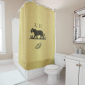 Elegantes Muster Gold Black Monogram Duschvorhang (Beispiel)