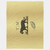 Elegantes Muster Gold Black Monogram Fleecedecke (Vorderseite)