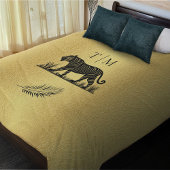 Elegantes Muster Gold Black Monogram Fleecedecke