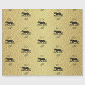 Elegantes Muster Gold Black Monogram Geschenkpapier (Flach)