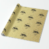 Elegantes Muster Gold Black Monogram Geschenkpapier (Ungerollt)