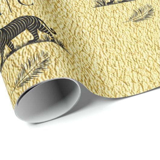 Elegantes Muster Gold Black Monogram Geschenkpapier (Rolleneckpunkt)