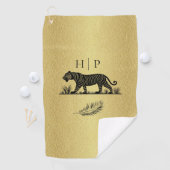 Elegantes Muster Gold Black Monogram Golfhandtuch (Insitu)