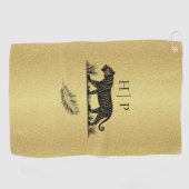 Elegantes Muster Gold Black Monogram Golfhandtuch (Horizontal)