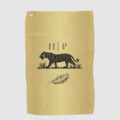 Elegantes Muster Gold Black Monogram Golfhandtuch (Vorderseite)
