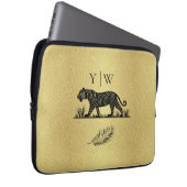 Elegantes Muster Gold Black Monogram Laptopschutzhülle (Vorne Rechts)