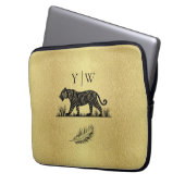 Elegantes Muster Gold Black Monogram Laptopschutzhülle (Vorderseite Links)