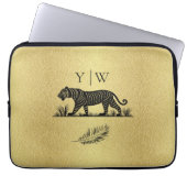 Elegantes Muster Gold Black Monogram Laptopschutzhülle (Vorderseite)