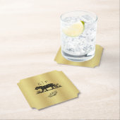 Elegantes Muster Gold Black Monogram Untersetzer (Vor Ort)