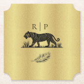 Elegantes Muster Gold Black Monogram Untersetzer (Vorderseite)