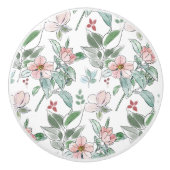 Elegantes Muster grün und rosa, florales Muster Keramikknauf (Vorderseite)