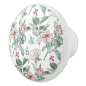 Elegantes Muster grün und rosa, florales Muster Keramikknauf (Rechts)