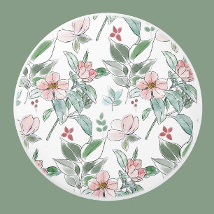 Elegantes Muster grün und rosa, florales Muster Keramikknauf