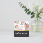 Elegantes Muster Leather Gold Trim Quadratische Visitenkarte (Stehend Vorderseite)