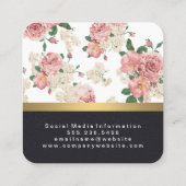 Elegantes Muster Leather Gold Trim Quadratische Visitenkarte (Rückseite)