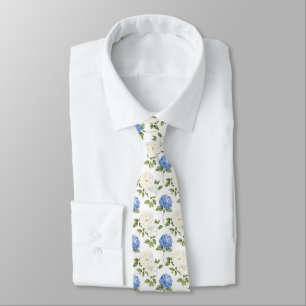Elegantes Muster mit blauen Hortensienblüten Krawatte