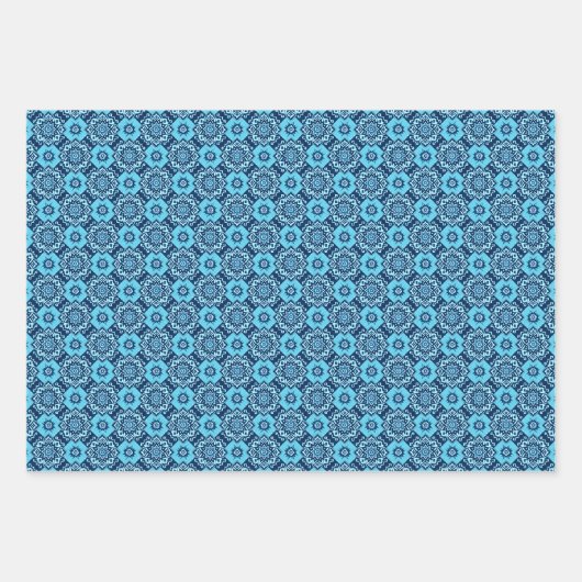 Elegantes Muster mit blauer Geometrie Geschenkpapier Set (Vorderseite 3)