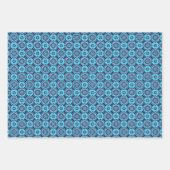 Elegantes Muster mit blauer Geometrie Geschenkpapier Set (Vorderseite)
