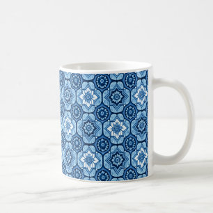 Elegantes Muster mit blauer Geometrie Kaffeetasse
