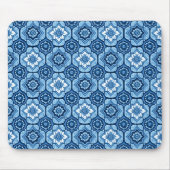 Elegantes Muster mit blauer Geometrie Mousepad (Vorne)