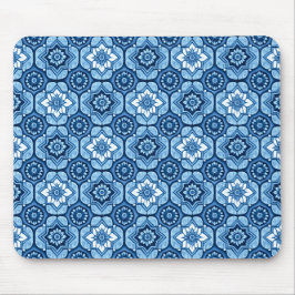Elegantes Muster mit blauer Geometrie Mousepad