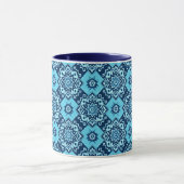 Elegantes Muster mit blauer Geometrie Tasse (Zentrum)