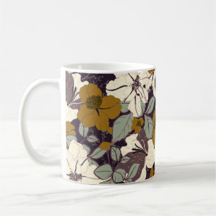 Elegantes Muster mit Blume und Blättern. Vena flo Kaffeetasse